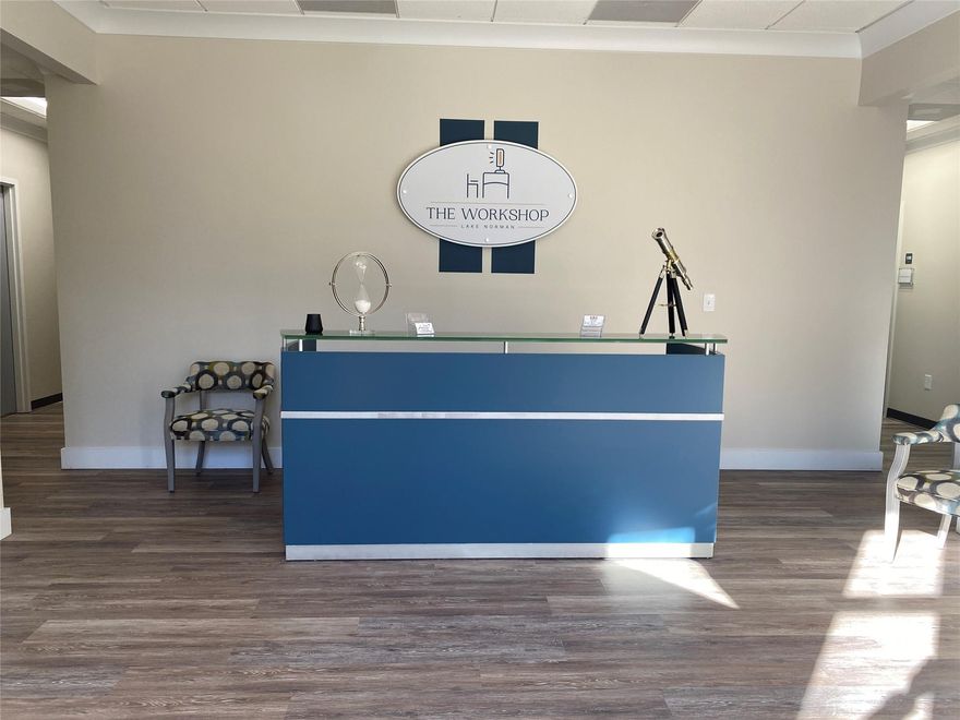 Suite 105 is 285 square feet and available for lease at $700/month.  Conveniently located off Highway 16, close to the 16/73 intersection, The Workshop offers private and secure, newly-renovated co-working office suites.  The Workshop features a furnished conference room with A/V and wifi capabilities – available to tenants.  It includes a mini-fridge, large conference table and 10 chairs.  The  reception area is welcoming, quiet and comfortable.   The common break room offers private, secure lockers for each suite, as well as a full sized refrigerator, coffee machine, sink, table and chairs. Each lease includes all utilities (public wi-fi, power, water, trash service).  Private wi-fi and phone are available at an additional cost. Furnished office available upon request for an additional cost.