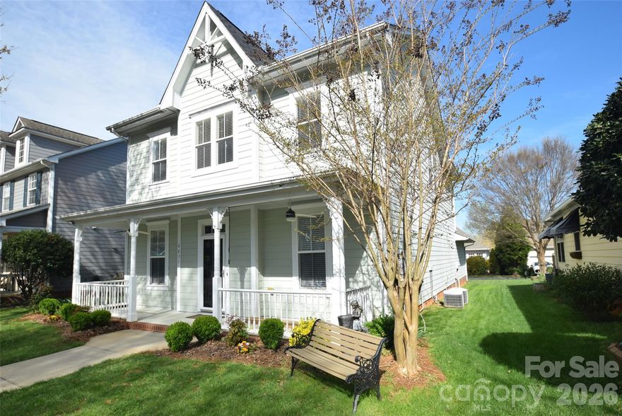 Wonderful location, this house overlooks the park in downtown Mint Hill with a great view from the covered front porch. It is just a short walk to restaurants and groceries. This home has 4 bedrooms and the one on the main floor would make an excellent office also. The large kitchen features an abundance of cabinets, a pantry, and a bar-stool area that is open to the Great Room. The Primary Bedroom is also large and the bathroom has dual vanities and garden tub. Upstairs has 2 more bedrooms and a nice loft area that overlooks the Great Room. The stairs have a chair lift which can remain or be taken down. The rear load 2-car garage also has ample parking in the driveway.