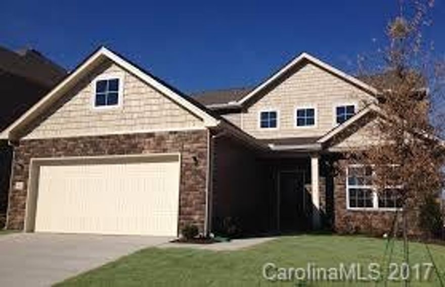 Stone Front Home offers Master Bedroom on the Main.9 Ft ceilings on 1st floor, Raised Panel Cabinets w/ Crown, LED Lights, and Granite counters w/bar.Stainless Steel Gas Range, microwave /dishwasher. Study on first floor. Garden Tub and shower, double vanity in Master Bath. 2nd floor offers 2 bedrooms and very large loft. Blinds installed, Covered Patio over looking Fully Sodded Yard.Seller pays up to $6500.00 in closing cost with preferred Lender. House is under construction,Move in Oct. 2017