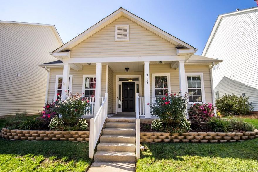 The pretty landscaping and attractive front porch welcome you home! Pride of ownership is evident throughout. Designer colors, brushed nickel hardware, stainless appliances, pendant and can lights, ceiling fans, gas log fireplace and cable outlets in all rooms. Spacious kitchen has pantry and under cabinet lighting. Ample storage with large closets and pull down attic stairs.  Back patio, motion lights and front irrigation.  Garage has 12 -110v and 2 - 220v outlets plus built in shelving.