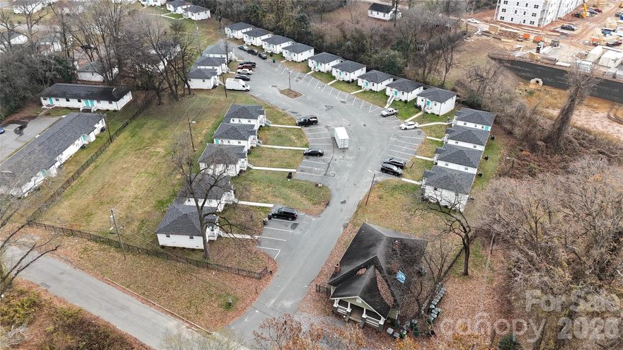 This 22-unit multifamily community offers a strong lease-up and stabilization opportunity in North Charlotte with limited remaining execution risk as the improvements have been made! The property is currently ~64% occupied, with the majority of units renovated and remaining vacant units largely rent-ready, allowing for immediate NOI growth through leasing. Only the clubhouse/SFR unit and one additional unit remain unrenovated, while significant capital improvements, including new roofs, updated HVAC systems, and extensive unit renovations, have already been completed. Clubhouse built 1940, apartments are 1960. Located minutes from Camp North End and less than 10 minutes from Uptown Charlotte, the asset sits within an active growth corridor supported by durable rental demand.