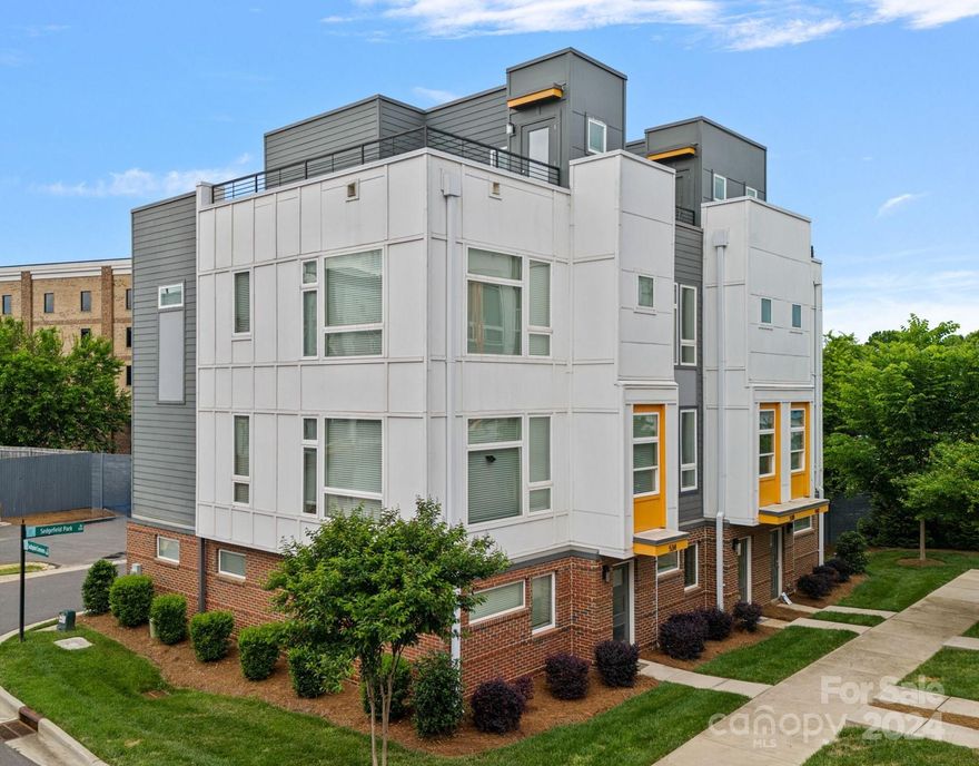 Amazing opportunity in vibrant South End community of Southpoint! Hard-to-find 3 BR/3.5 Bath w/2-Car Side by Side (not tandem) Garage! Luxurious features such as Quartz Counters, Stainless Steel Appliances, Soft-Close Cabinets, Teardrop, Recessed & Custom Lighting, Wood Floors & Iron Rails - this gorgeous & move-in-ready townhome boasts a Prime Location w/walkable access to the Light Rail, Rail Trail, Vibrant Night Life, Finest Restaurants, Fabulous Breweries, Grocery & array of amenities!  Spectacular Kitchen w/ center island adjoins huge great room - awesome space for entertaining! The huge & very private Rooftop Terrace w/ 75" TV provides the perfect getaway to entertain or stargaze! Lower level provides a large office/bedroom and full bath. Upper Level features primary suite w/huge walk-in closet & ensuite bath w/oversize shower & tons of counter space! Secondary BR also has ensuite bath for privacy. Awesome Community Dog Park provides another fabulous place to connect!