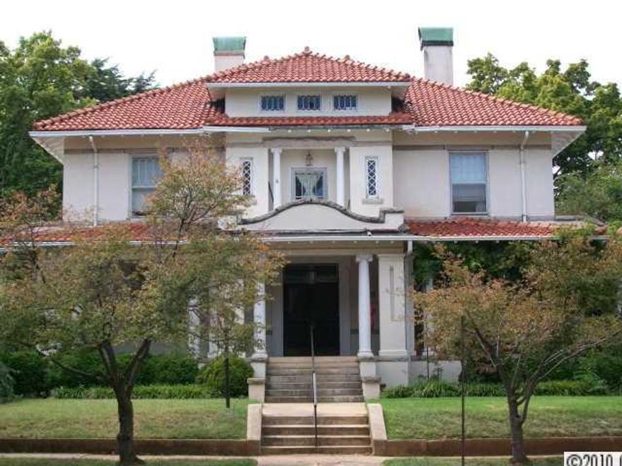 Frank Kirk House from 1913. High ceilings, moldings, wainscoting, pocket doors, beautiful parquet flooring w/inlay, grand staircase, built-ins, elevator, screened porch, walk-up floored attic, full basement, tiled porches, fireplaces with beautiful mantels and 4 balconies. Exceptionally good closet & storage space for the era built.