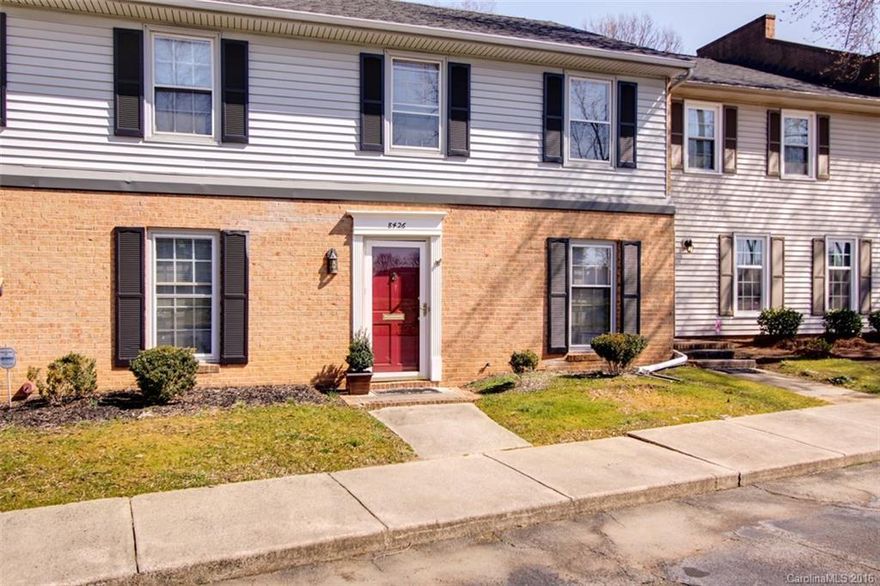 Great access to SouthPark/I-77 and Sharon Road West Lightrail Station.  Nice community with pool, clubhouse, and playground amenities. Good looking kitchen with painted cabinets and dark vinyl plank floors. Easy layout with kitchen, dining, and living spaces leading to patio with privacy fence.  Tree provides nice shade in season on patio.  Good storage throughout including outdoor closet.  Second level bedrooms get lots of natural light. Neutral carpet and newer roof.