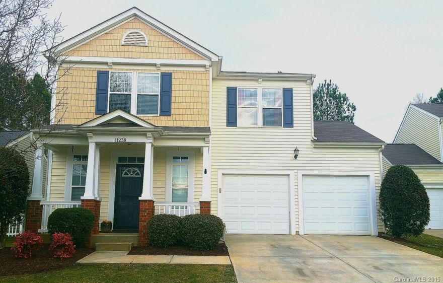 Great value in highly desirable Cornelius w Attached 2 car garage. Superb curb appeal w rocking chair front porch.  Fresh paint,  neutral decor, 9' ceilings, Transom windows, upgraded DR. 2nd floor Master w cathedral ceilings, 2 walk-in closets, dual vanities, garden tub, & sep shower.  3 large secondary bedrooms upstairs. Premium perimeter lot allows for privacy with no houses behind. Desirable sidewalked streets. Short walk to community clubhouse, pool, playground, & pond. Move in ready.