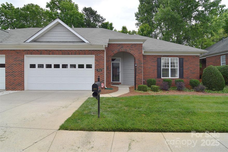 Welcome to effortless living in this beautifully maintained end-unit townhome, ideally located just minutes from both Mint Hill and Matthews! Enjoy a low-maintenance lifestyle with lawn and exterior care handled by the community, giving you more time to explore nearby shopping, dining, and entertainment. The open floor plan is perfect for modern living, featuring a spacious kitchen with breakfast bar and abundant counter space. Relax in the inviting sunroom that seamlessly extends your living area outdoors. The split-bedroom layout offers privacy—your primary suite boasts a tray ceiling, walk-in closet, and a luxurious ensuite with dual vanity, soaking tub, and separate shower. Secondary bedrooms are tucked away with their own full bath. Nestled just off HWY 51 with easy access to I-485, this home combines comfort, convenience, and style. Don’t wait—schedule your private tour today and make this move-in ready gem yours!