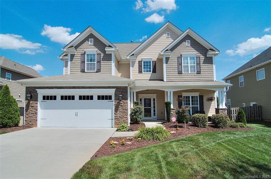 OPEN CONCEPT with huge ISLAND and beautiful kitchen finishes.  Sunroom doubles as secondary living space and/or playroom.  Bedroom and full bath on first floor.  SCREENED PORCH with immaculate, private and flat backyard.  OVERSIZED LOT with upgrades including privacy fencing, LED lighting, pergola and trees. Irrigation system. Sound system includes outdoor speakers. Bonus room, large secondary bedrooms and full bath upstairs along with serene master en suite including elongated, jetted tub.