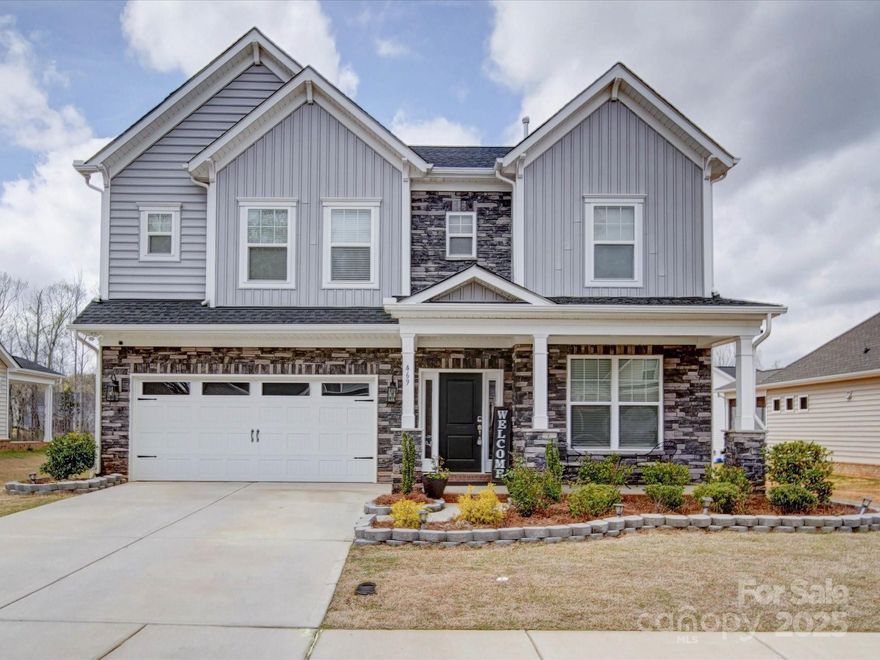 Welcome to this beautiful two-story home, built in 2022. It offers modern design and comfortable living. Featuring  4 bedrooms and 2.5 bathrooms, The open-concept floor plan seamlessly connects the living and kitchen areas, creating a bright and inviting space. Beautiful spacious kitchen with granite countertops & tile backsplash, a walk-in pantry, SS appliances, a butler's pantry & a large island. The living area has a fireplace. Gorgeous floors flow seamlessly throughout the first floor and carpeted on the second floor, adding warmth & elegance.  The primary suite boasts a luxurious en suite bath with a walk-in shower, double vanity, & walk-in closet. Front covered porch and back patio for relaxation and entertainment. Located in a vibrant community, residents enjoy access to a community pool and other neighborhood amenities.  This home is a must-see!