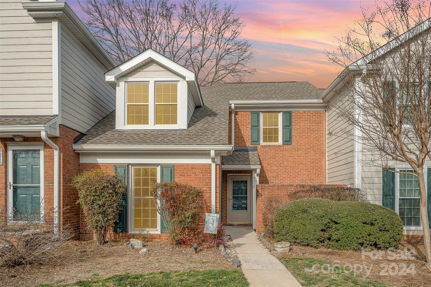 This beautiful 2 bed 2 bath condo is conveniently located in South Charlotte, just minutes from SouthPark Mall, Downtown Pineville, I77 & I485. This beautifully maintained condo has a primary bedroom on the second level creating a private sanctuary with large soaking tub and walk-in closet. The lower level boasts an open floor plan with 2-story vaulted ceilings in the great room with a wood burning fireplace. The kitchen has stainless steel appliances and brand new butcher block countertops. All new flooring throughout the condo with a beautiful luxury vinyl plank, fresh carpet, refinished cabinets updated lighting and new neutral paint. There is a private front porch tucked behind a brick wall as well as a back porch enclosed by a brick wall perfect for morning coffee or evening drinks. The community features a swimming pool and tennis court located just across the neighborhood. 2 assigned parking spaces located just in front of the unit. Fireplace is sold as-is with no known issues.