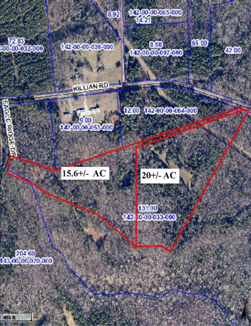 This tract has road frontage on Killian Road and has a great mixture of hardwoods and pines.  There is a large open area in the center of the property that is a great place to build a private home.  The land has a few minor restrictions but could also be a great recreational tract.  There is an additional 15.6 acres available that has access from Killian and Eagle Ridge Dr.