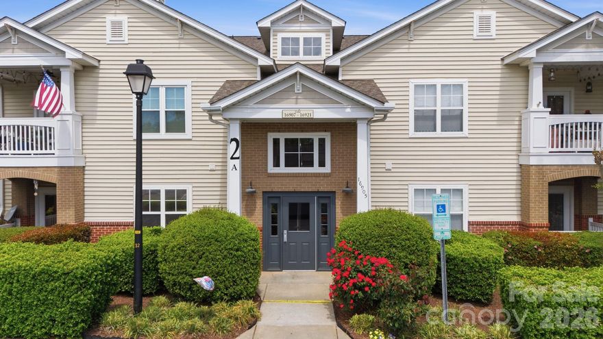 This well-maintained 2-bedroom, 2-bathroom plus flex room (can serve many uses: study, guest space, playroom, etc) end-unit condo offers almost 1500 square feet of comfortable living in one of Cornelius's most convenient communities. Second-floor living means vaulted ceilings, no noisy neighbors above, and an open floor plan that creates a bright, spacious feel throughout. The primary suite includes a fully renovated en-suite bathroom. Bonus spaces provide flexible space for a home office or guest room as well as the covered back porch which also has convenient storage. The living room features a wood burning fireplace and flows into the dining area and kitchen that features stainless steel appliances. Community amenities include a clubhouse, fitness center, outdoor pool, reserved parking, and easy Greenway access (you can walk to Birkdale in about 20 minutes). HOA covers water, trash, sewer, exterior repairs, and lawn maintenance, and the building has a newer roof. Top-rated schools and centrally located to provide easy access to all that Lake Norman and Charlotte offer!