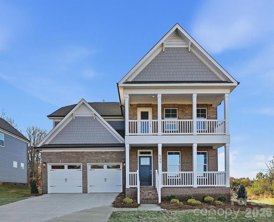 Welcome to a new construction close to Catawba River! This 2-story Baldwin plan has 4 bedrooms, 3 full baths, and more than 2,600 square feet of living space. The main level features a designer kitchen with white cabinets, quartz counters, a stainless range hood, and stainless appliances, including a gas cooktop. The butler pantry leads to the dining room with tray ceiling & wainscoting. The family room features a Cosmo, direct-vent gas fireplace with a shiplap accent wall. The main floor also features a guest bedroom and full bath with a tiled, 4-ft shower with a bench seat. The upper floor includes the primary suite, along with 2 additional bedrooms, bathroom, and a loft. The loft walks out to the balcony. The primary bathroom features a luxury shower with tile surround, separate sinks, and access to the large walk-in-closet. Other exciting features in this home include metal stair balusters, quartz countertops in all baths, a single-basin kitchen sink & more! Step outside and enjoy the screened rear porch with paver patio, firepit, and seating wall!