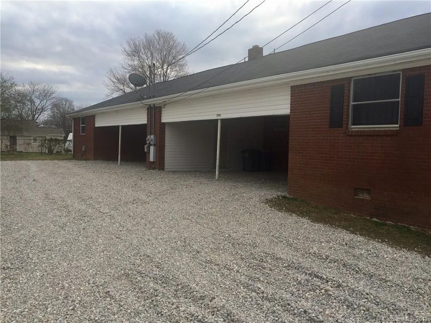 Very Large Full Brick Duplex 2BR/1BA each unit. Appears it could easily convert to 3BR. One unit currently rented for $550/month. Other unit vacant and ready to view!  Recent Roof, New Windows for vacant unit, and New Gravel for Driveway. Rented unit has recent HVAC. 2 car attached carport for each unit with common area storage. Each unit separately metered. Major cash flow potential with this property and Tens of thousands under tax value!