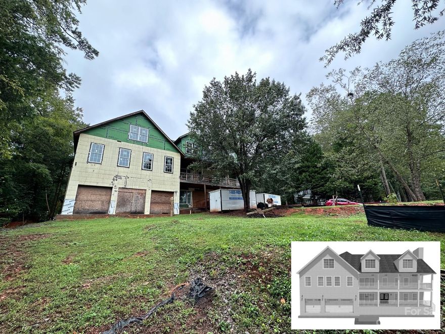 Finish this flip and create a million dollar home in a beautiful Fort Mill neighborhood! 2 stories, 6 bd 4.5 bath (5,500 sq ft) plus basement and attic. Granite countertops. 3 car garage. First floor with doorway and hallway widths to fit most standard wheelchairs; perfect MIL suite. Bathrooms with natural stone and glass tile from The Tile Shop. Indoor hot tub. Wrap-around front porch. Detached workshop will accommodate a car lift. Old Orchard Neighborhood, established neighborhood on large lots. House sits on 0.52 acre lot with old growth trees. Ideal location: 0.8 mi to Riverview Elementary School; 0.7 mi to neighborhood park; 1 mi to Main Street downtown Fort Mill, with restaurants, shopping, and a brewery. One part fully complete, see photos. Rough-in in other half is mostly completed. Many materials are already on-site. I am relocating for work and can't finish the project. Take advantage of this amazing opportunity!