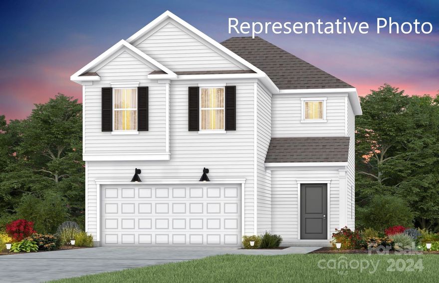 The List Price INCLUDES our current sales incentive as shown on our website, call for details.  New Construction Home ready October 2024.  Located minutes away from the Whitewater Center, shopping and dining and proximity to Mountain Island Lake and Charlotte Douglas International Airport.  This Douglas Floor Plan includes 3 beds and 2.5 baths.  Main floor includes Guest Bedroom, Dining Area, Kitchen with White Cabinets, Granite Countertops, Stainless Appliances and extended Bar-top, and more.  Second floor includes Owner's Suite with Walk-in Shower; Secondary Bedrooms with Bathroom, Laundry, and Flex Space for office or gaming area.  Move-in Package included with Refrigerator, Wash & Dryer and Standard Window Blinds.  Please contact listing office to set an appointment to view home site and floor.  We are offering special finance incentive with use of our preferred lender.  HOA fees include High-Speed Internet and TV service. All Photos are representative only, not of this home.