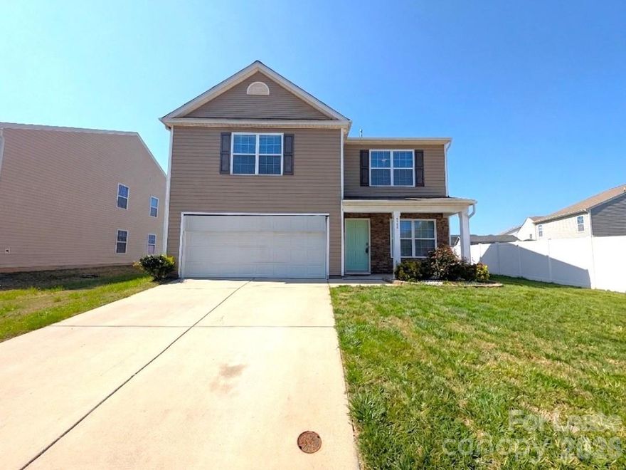 Charming home located in the Apple Creek Community in Dallas NC! This cozy 4 bedroom, 2.5 bath home features; a 2 car garage along and plenty of driveway parking, a covered front porch, LVP wood flooring throughout, a separate dining area, a large main living space which includes a gas log fireplace. The large eat in kitchen includes stainless steel appliances, a pantry and tiled backsplash. The primary bedroom includes vaulted ceilings and features an ensuite bathroom with dual sink vanity and walk-in closet. The enclosed backyard includes a stone fire pit. Washer and dryer included. The community has pool and playground. Pets up to 60lbs. are conditional with a non-refundable pet fee, no aggressive breeds. Pet fees and security deposit will be determined via the outcome of the background screening processes. There is a Benefits Package of $40.95 monthly.