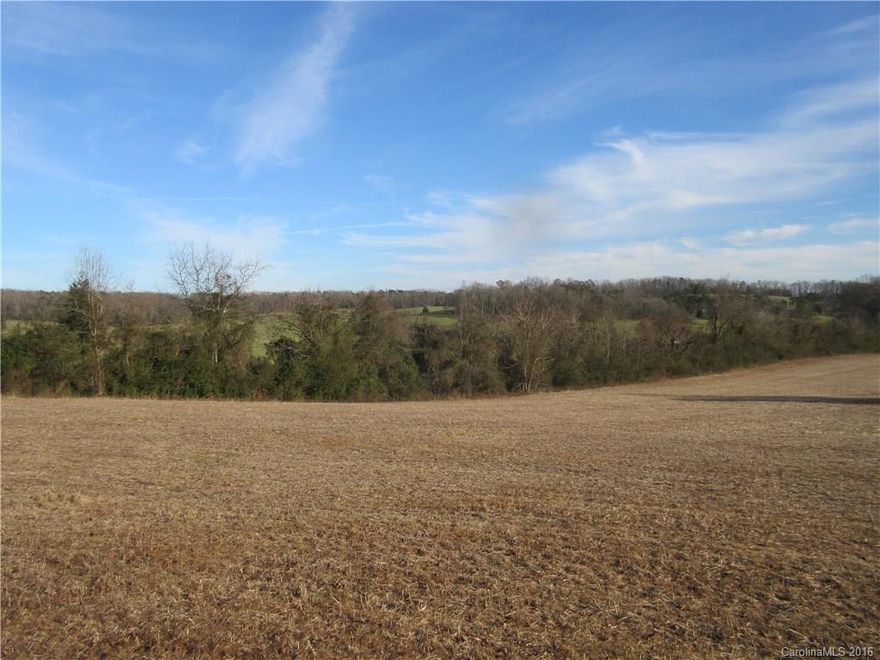 Beautiful rolling farmland.  Partially wooded with a creek running through it.  Long views in almost every direction.