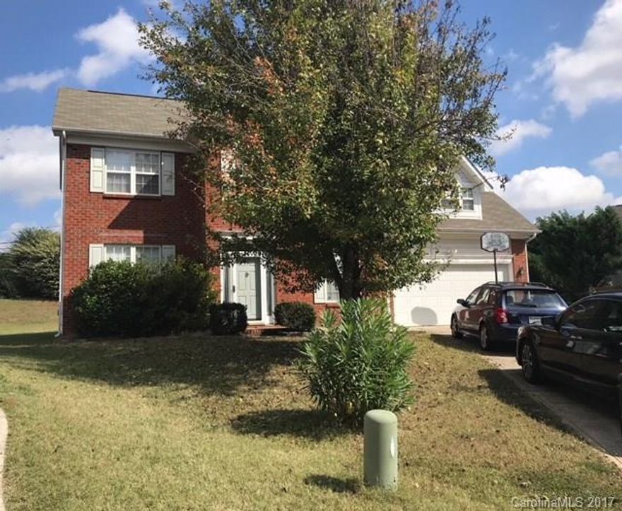 Lovely two-story home in a small neighborhood located on a cul-de-sac lot. Great floor plan with 4 bedrooms and 2 1/2 bathrooms.  Formal dining room, eat-in kitchen with center island, and gas fireplace in the family room. Upstairs, you'll appreciate the size of all the bedrooms. Enjoy spending time on your covered back patio with no backyard neighbors. New roof 2015. Close to I-77, 485, and Carowinds. Refrigerator included!