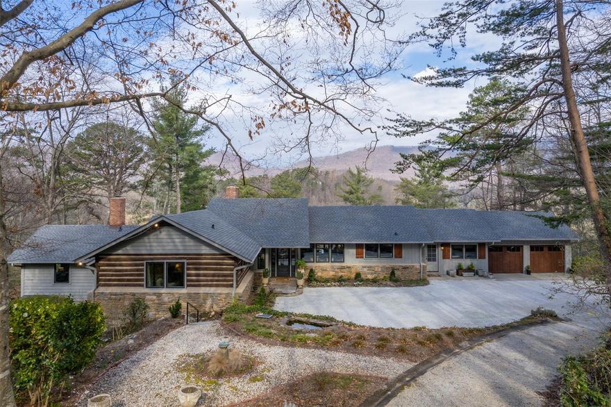 GLENCROFT is available after a 2-year Full Renovation.  This custom home on more than 4 acres was designed by Tryon Architect, Shannon Meriwether in 1947. The manicured gardens and walking trails descend from the home down to the pond, with water gently flowing over the stone dam. The 3 bed/3 bath residence is accessed through stone columns and a majestic white gravel drive on the way up to the top of the ridge. Sweeping views of the surrounding mountain range greet you and can be enjoyed from the stone terrace.  The beamed cathedral ceiling and stone fireplace in the living area are designed for entertaining. The brand-new kitchen offers SPECTACULAR views of the Valley and Mountains. The study, and a lower-level bedroom also have fireplaces. Built in shelving and storage nooks are cleverly incorporated. A 2-car garage and large basement area provide plenty of storage.  A full house generator is installed for your safety. Call today to schedule a viewing of this Grand Tryon Estate!