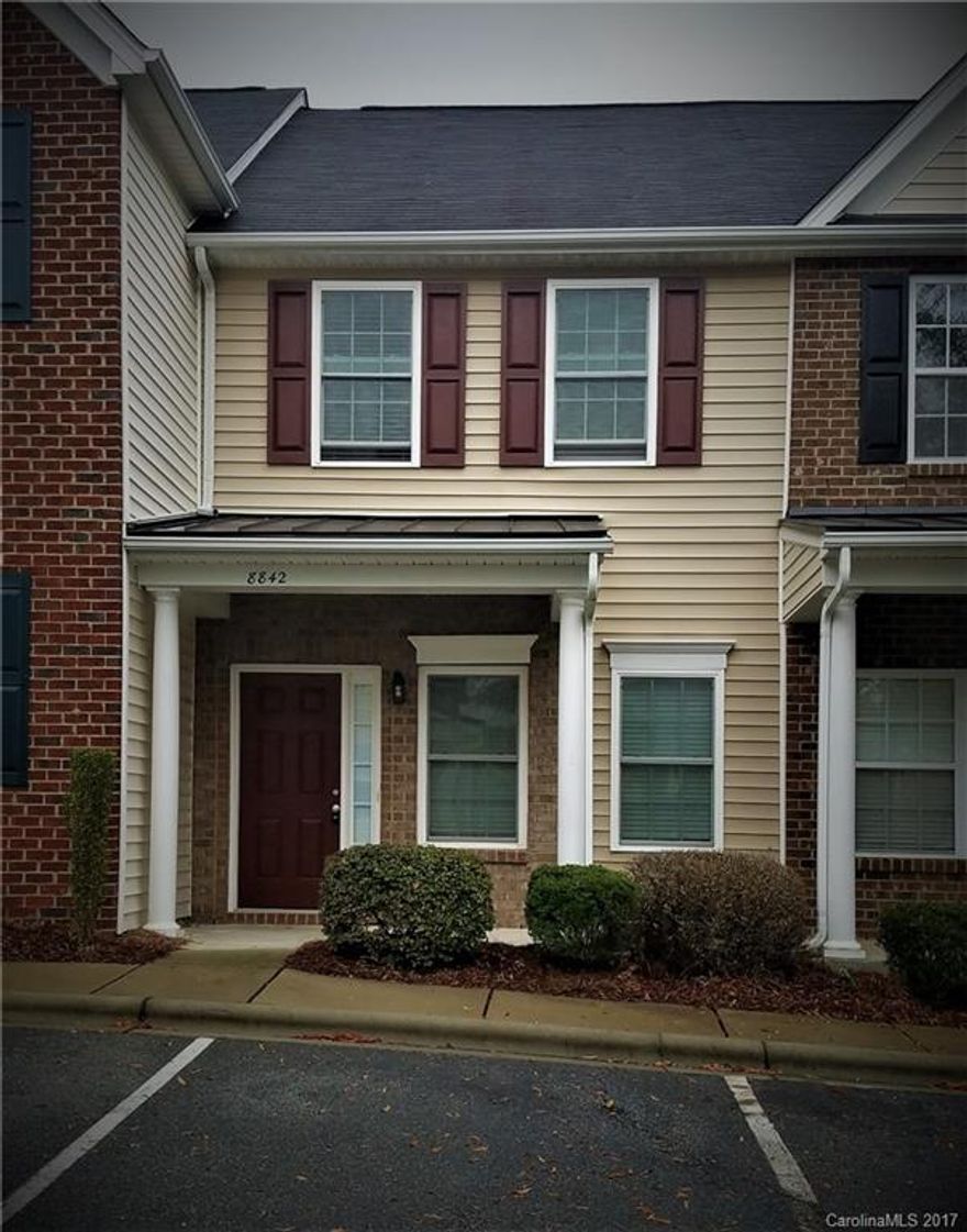 Like New, immaculate and home - Ready for move in!  with double master bedrooms upstairs that have their own full bath. Appliances replaced recently, new carpet, 2" blinds everywhere, smooth ceilings, nice large, private back patio setting, electric FP, large closets, brushed nickle lighting, outside storage room. Easy commute to I485, University area, Southpark area, downtown. Very quiet established community.