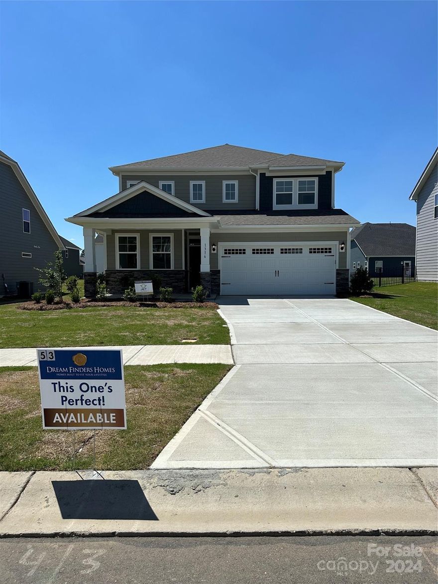 Welcome to Medlin Forest in Monroe, NC. This adorable, boutique neighborhood with only 68 homesites does not disappoint. This BRAND-NEW 4 bedroom, 2.5 bath home, offers a designated office and 9-foot ceilings throughout the main level. This home is designed as an open floor plan with all four bedrooms and laundry room on the upper level. This bright and airy kitchen boasts a sizeable island with white cabinets and quartz countertops.