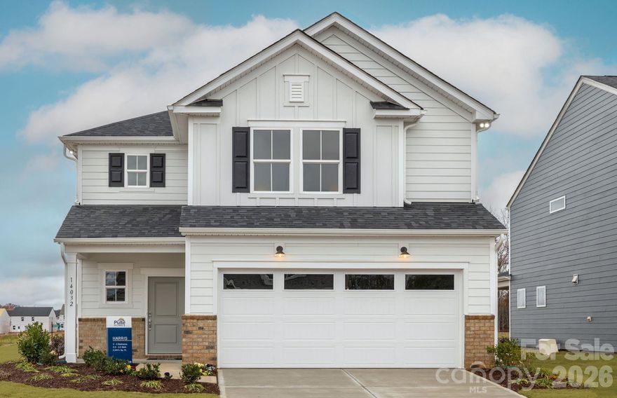 Master-planned neighborhood conveniently located minutes away from the Rivergate Shopping Center, Carolina Premium Outlets, McDowell Nature Preserve, and Lake Wylie, and in close proximity to the Charlotte Douglas International Airport and Uptown Charlotte.  This Harris is a 4-bed, 3-bath two-story home featuring a first-floor bedroom/full bath, dining room, open floor plan; beautiful kitchen, and gas stainless steel appliances; sunroom on the main floor; upstairs features and spacious owner's suite, game room + 2 secondary bedrooms.  HOA fees includes High-Speed Internet and TV service, with an amenity center, dog park, and playground.