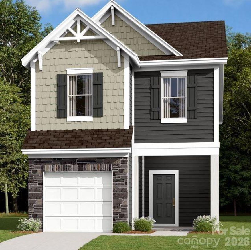 Welcome to the Manchester! Walk in straight from your front covered porch and embrace the homey feel of your foyer. Through the foyer you'll be greeted with a spacious kitchen, with an island for more space to cook and entertain. With our open floorplan, you have easy access to the family room to enjoy conversation and quality time. With enough space to easily fit a sectional, coffee table and other furniture, the family room is the perfect spot to unwind. Through the sliding doors is a private patio, perfect for entertaining or enjoying a morning coffee. You'll notice the main level has been finished with easily maintainable EVP flooring to make cleaning quick. Take the staircase to the upper level, where you'll find two additional bedrooms and the secondary bath that is easily accessible to the additional bedrooms to ensure everyone is satisfied. The same-level laundry room will make laundry days a breeze. Finally, the spacious owners bedroom with ensuite will allow for maximum privacy and comfort, with enough space to fit a king size bed as well as other furniture. The en-suite features a tiled shower, dual vanity & private toilet area. The walk-in closet is spacious enough to accomodate any size wardrobe.