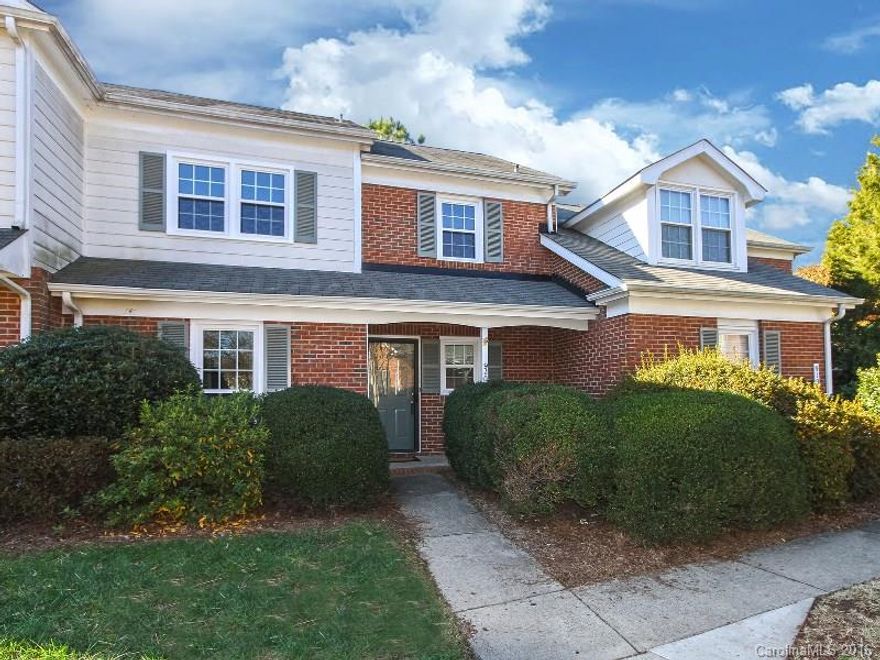 Amazing Location!  South CLT off Park Rd!  NEW WINDOWS!  2 Bed/2.5 Bath Townhome Style Condo!  Cozy up to the Beautiful Brick Fireplace.  You will love the bamboo wood floors in the Family Room and Dining (new 2015).  White Kitchen with SS Appliances and breakfast area.  The Master BRM has vaulted ceilings, on-suite bath with double vanities and large Walk-in Closet.  Second Bed has attached bath.  HVAC - 2012.  Washer & Dryer - 2014.  Bathrooms has fresh Paint.  Fridge, Washer & Dryer Convey!