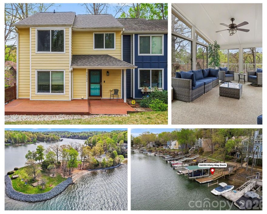 Wake up to peaceful water views and enjoy lake life at its best in this beautifully maintained + updated end unit townhome on Lake Wylie. With shared deeded boat slip, the pier and dock have been completely updated with Trex, added steps and built- in lighting, (2021 dock/ 2026 remaining)! Perfectly positioned to take in the scenery, this home offers a relaxed, low-maintenance lifestyle making it easy to spend your days out on the water. Exterior landscaping is also taken care of, including mowing, mulching, blowing, and tree maintenance, adding to the ease of ownership.

Inside, you’ll find a bright and inviting layout with thoughtful updates throughout. Upgrades include, HVAC Jan 2025, new roof + underlayment Nov 2024, Crawl Space updated 2024 , Dock with added steps+ lighting, water heater 2024 ++ MORE!! The kitchen features solid wood cabinetry, quartz counters and comes fully equipped with stainless steel appliances. The adjoining living and dining areas create a comfortable space for everyday living or entertaining. The all-seasons room is the highlight of the home where you can relax and take in lake views year-round. 

Step outside to enjoy multiple outdoor living areas, perfect for morning coffee or unwinding at sunset. Additional flex space offers even more functionality, whether you need a workshop, storage, or bonus entertaining area.

Upstairs, updated bathrooms add a fresh, modern touch, and the home includes a washer, dryer, refrigerator, and even the living room TV for added convenience. Furnishings are negotiable, making this an easy move-in or turnkey opportunity.

Located in desirable Tega Cay with convenient access to I-77, shopping, dining, and endless amenities like, playgrounds, pool and golfing- this is the ultimate lake lifestyle!