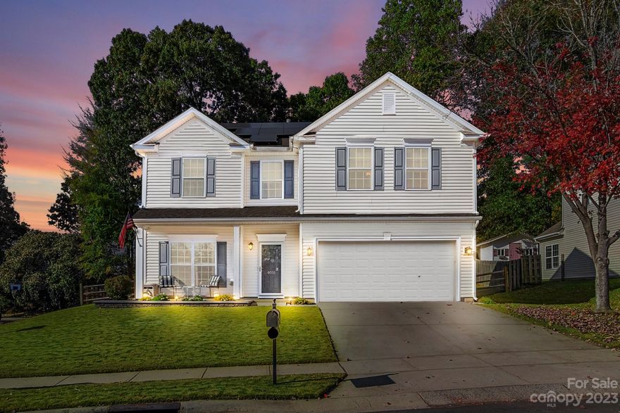 Picture yourself in your new home with a corner lot and a fenced-in backyard.  Bask in the natural light that comes into this home.  Enjoy sitting outside on a screened-in porch. Move-in ready home just over the SC line, minutes from Ballantyne.   The four bedrooms are all upstairs, the large primary room boasts an ensuite and walk-in closet!  The downstairs flex room can be used as an office, playroom or extra bedroom(without a closet).  The solar panels installed in 2023 provide minimal cost electrical bills, and will be paid off at closing.  There is new flooring on both levels.  Gutter guards have been installed on the home as well. Brand new hot water heater 2024. A $1000 buyer lender credit is offered with use of our preferred lender.  The community pool and playground are just a short walk away from this home.