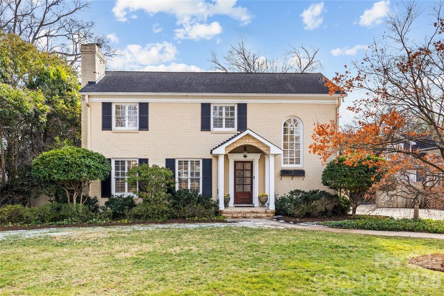 This classic Myers Park home lives beautifully, with generous spaces & thoughtful renovations throughout. Natural lightstreams through the versatile floor plan with spacious, open kitchen, dining, and great room. A separate office / cozy denoff the kitchen gives ideal option for playroom or office. Beautifully designed by Jeanine DeVaney, the kitchenfeatures a generous island w/ seating for 5, custom fixtures, quartz counters, built in bar & custom cabinets. A chef'sdream with a Wolfe gas range & 48" fridge/ freezer. Entertain or live every day with ease as the space flows into the light-filled great room with Fireplace & French doors to the raised patio. Upstairs, The oversized primary suite is a retreat withvaulted ceilings, a gas fireplace, huge walk-in closet, and spa-like bath. Three additional bedrooms and two renovatedbaths complete the second floor. Special touches include four fireplaces, built-in cabinetry in the dining room, plantation shutters & wood floors throughout. The private fenced yard, and a two-car garage complete this special home. Locatedsteps from Queens University, the Booty Loop, Myers Park Traditional, and Selwyn Avenue shops and restaurants—thishome is truly special.