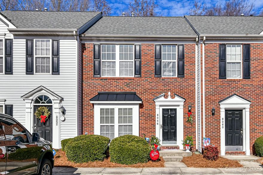 BEST PRICE AROUND!  Wow!  This IRRESISTIBLE BRICK FRONT TOWNHOME in Matthews is only 2 miles from 485 making this the perfect location to live.  Spacious Great Room, Den/Dining Room (this is a flex space to be used for anything). Lovely kitchen with tons of cabinets and counter space. The Primary Suite features large walk-in closet..Private courtyard patio is perfect for entertaining and even has separate storage building. Refrigerator included.HVAC recently replaced.  Seller providing Home Warranty.