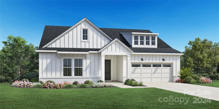 The popular Badin floorplan is beautifully designed for everything that matters. A spacious foyer flows into the great room and charming rear patio, open to the bright casual dining area and kitchen, offering a large center island with breakfast bar, plenty of counter and cabinet space, a roomy walk-in pantry and Butler's pantry. Complementing the alluring primary bedroom suite is a walk-in closet, primary bath with dual sinks, a large zero entry shower with bench, and a private water closet.  The Pines at Sugar Creek is Charlotte's newest 55+ Active Adult neighborhood near Ballantyne featuring 378 single family homes. The community amenity complex is projected for completion in 2026 and will feature a stunning clubhouse, fitness center, outdoor pool, pickle ball courts, tennis court, bocce ball, grilling & firepit areas. Enjoy the convenience of all the lawn maintenance provided through the HOA. The community offers the perfect combination of location, luxury and lifestyle!