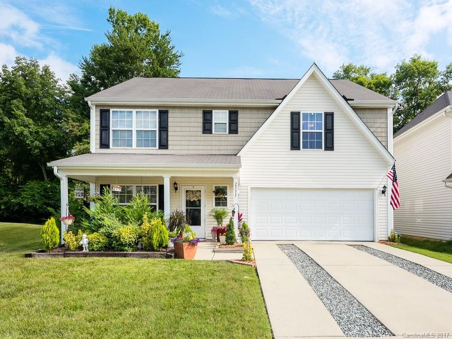 Beautiful well-maintained home with many upgrades including new carpet and updated kitchen. It features a rocking chair front porch, hardwood floors, lovely tile, SS appliances, spacious rooms and more! Large master BR and BA with dual vanities, garden tub and glass shower. Private fenced-in backyard and covered patio. Storage shed. Located close to 485.