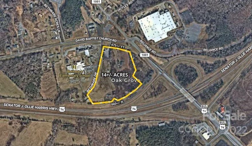 +/- 14 Acres available at the intersection of Hwy 74 Business and Hwy 74 Bypass on the West side of Kings Mountain.

Quick access to Highway 74 Bypass.

2020 Traffic count of 33000 cars per day on Highway 74 Bypass.  (According to NCDOT)

2020 Traffic count of 9600 cars per day at Ingles on Highway 74 Business.  (According to NCDOT)

0.5 mi to Ingles
4.6 mi to Two Kings Casino
3.4 mi to Atrium Kings Mountain Hospital
4.7 mi to downtown Kings Mountain