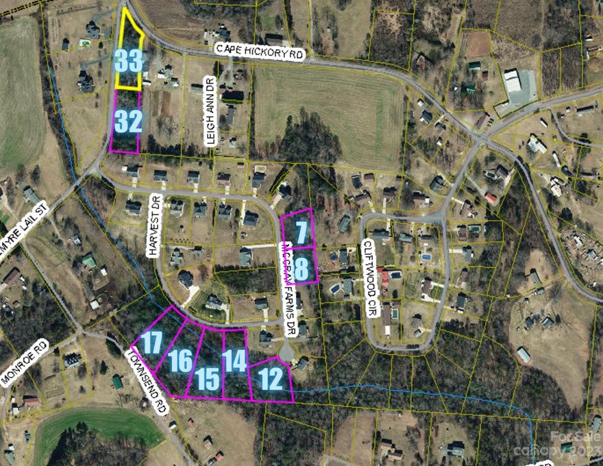 Lots 12 and 14 being offered together. Please see the price sheet, plat, ariel and restrictions for the lots available in associated docs. McCray Farms located in Burke Co just across from George Hildebran School Rd.  Located in Burke County but a Hickory postal address.  All have under ground utilities including Duke Energy, Piedmont Natural Gas and Burke Co water.  All lots were pre perked when developed in 2006.  Water taps and boxes are installed on all lots and only require a capacity fee to install the meter base. All are priced close to tax value. Restrictions 1100 min one level home, 1200 min sq ft for one and 1/2 story residence and 1400 min sq ft for tow story residence. Please see the attached restrictions for more details.
