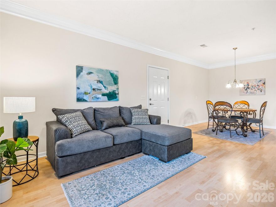 Step into comfort and convenience at this charming condo, located in the heart of south Asheville. Move-in ready and pet friendly! The community is peaceful, with no rentals allowed, so you’ll enjoy a pleasant atmosphere and friendly neighbors. Inside, you’ll find a spacious, modern layout. There are two bedrooms and two baths, offering plenty of space for family, guests, or even a home office. The primary bedroom features an ensuite bathroom while the second bedroom is perfect for versatility. The living area is bright and welcoming, with an inviting color palette. The kitchen is equipped with stainless appliances. Easy-care flooring in the main areas and cozy carpet in the bedrooms. The east-facing covered balcony is a perfect spot for morning coffee, tending to your favorite plants, or simply unwinding while you take in leafy summer views or mountain vistas in the winter. All appliances, including the washer and dryer, are included. A new HVAC system installed in 2023 (valued at $7,000) ensures comfort year-round. The neighborhood is beautifully landscaped and offers a community picnic area, walking trails for you and your pets, and plenty of onsite parking. This condo is tucked away in a quiet part of the community, giving you the best of both tranquility and accessibility. Located just minutes from downtown Asheville, Biltmore Village, restaurants, and shopping. The peaceful setting and easy access to local attractions make this condo a wonderful place to call home.