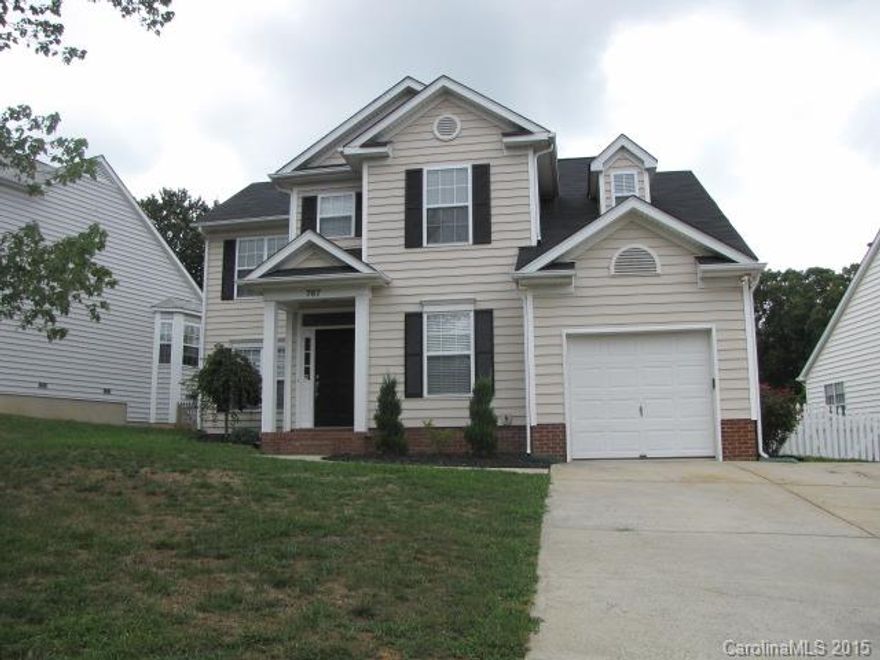 A fabulous home in a desirable neighborhood! Upgrades include an impressive 2-story foyer with a decorative shelf, a marble surround WB fireplace in the GR, and neutral kitchen cabinets with white counters and a tiled backsplash. French doors access the formal DR, and the master suite with a vaulted ceiling has a walk-in closet with built-in shelving, plus a private bath. The picket fenced backyard with an oversized deck is great for entertaining. Convenient to shopping, restaurants and I-485.