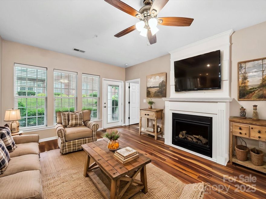 LOCATION, LOCATION, LOCATION!!!!Move-in ready 2 bedrooms 2 bath First-Floor condo is in a gated community of Belle Vista is in a secured building in the heart of Ballantyne. It features: New LVP flooring, Newer Stainless Steel Appliances (Dishwasher/ Microwave/ Oven), New Barn Door, Renovations to primary bathroom -Tiled Shower & Glass Door, Tiled floor & new Lighting fixtures, Large walk-in closet, New Lighting Fixtures throughout most of home, Open floor plan with plenty of natural light and a private patio, a community clubhouse & pool, close to Restaurants, shopping and so much more. Close to Ballantyne Corp Park, I-485, greenways, Pineville, and much more! This first-floor/no steps condo is perfect for people that want to be in the middle of it all and close to restaurants, ponds, movie theaters, and enjoy a private yet comfortable lifestyle. Pets are welcome in the neighborhood, walking trails, doggy trash bags/cans installed in the premisses