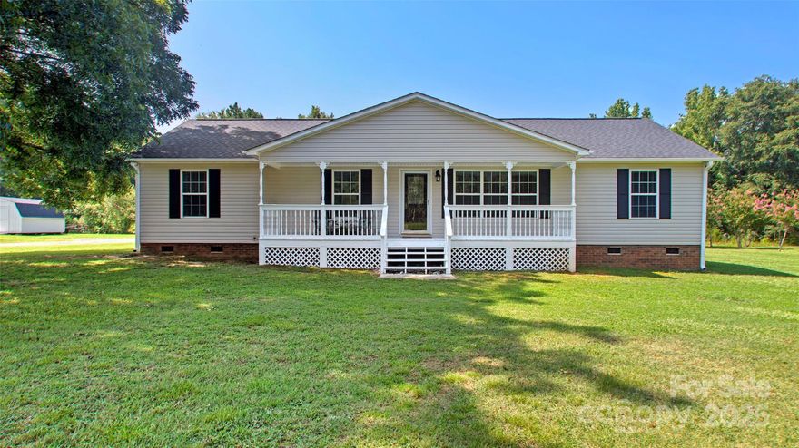 PLUS*PLUS*PLUS!!! NEW PRICE PLUS $1500 Closing Cost Credit with Preferred Lender. PLUS 100% USDA Financing Eligible! NO HOA!* Bring your boat, RV, or trailer—room for all your toys on a level 1-acre lot with no restrictions! Well maintained, MOVE IN READY! Rocking chair front porch.  *Freshly painted inside and out* PLUS *NEW roof (July 2025)*on home, detached garage, & shed, PLUS *NEW heat pump & garage door opener (Summer 2024).* Three spacious bedrooms—all with walk-in closets—2 full baths, large family room with cozy fireplace, and separate dining room for entertaining. The eat-in kitchen offers abundant cabinet and counter space. Oversized owner’s suite includes a garden tub, separate shower, and generous walk-in closet. Dedicated laundry room with backyard access. Need storage? You’ll love the **detached 2-car garage (489sf)* with service door and **large shed (198sf)*—perfect for tools, toys, more! GREAT SCHOOLS, LOW TAXES. Space, convenience and freedom to live life your way!