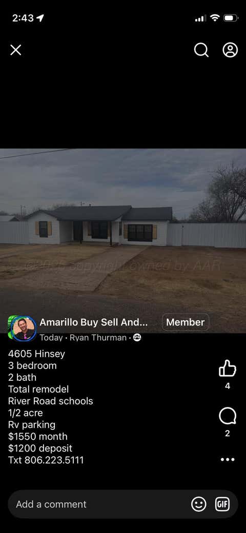 Homes For Rent - 4605 Hinsey Drive<br/> Amarillo, TX 79108