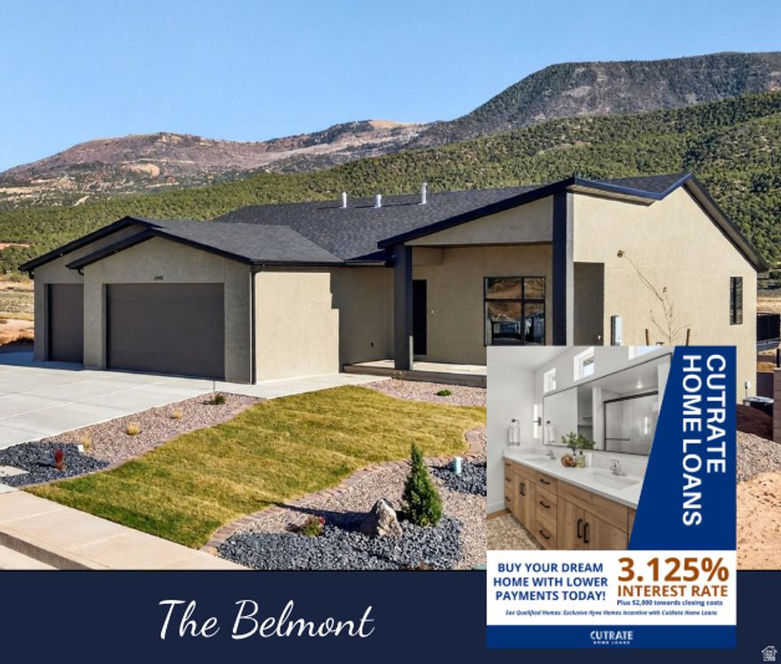 3-2-1 Buydown + $2,000 Closing Credit-Year-End Special! The Belmont with a daylight walkout basement and private ADU is a stunning new build by Hyve Homes! This 3,779 SQFT home features 7-bedrooms, 4-baths, an open-concept design with vaulted ceilings & a chef-inspired kitchen. The daylight basement opens directly to the backyard, filling the space with natural light & versatility. The ADU offers its own entrance, kitchen, living room, bedroom, bathroom w/ walk-in shower, laundry room, & separate thermostat-perfect for guests, multi-gen living, or rental income. Enjoy Shurtz Canyon views, a 3-car garage, 14.2ft RV pad, 3 months of free fiber internet, & no HOA! Upgrades include two 220V connections (Garage & Back Patio), bidet connections on main floor bathrooms, walk-in shower in ADU bathroom, quartz countertops, fully landscaped, 75% of brick fencing, and the daylight basement package.