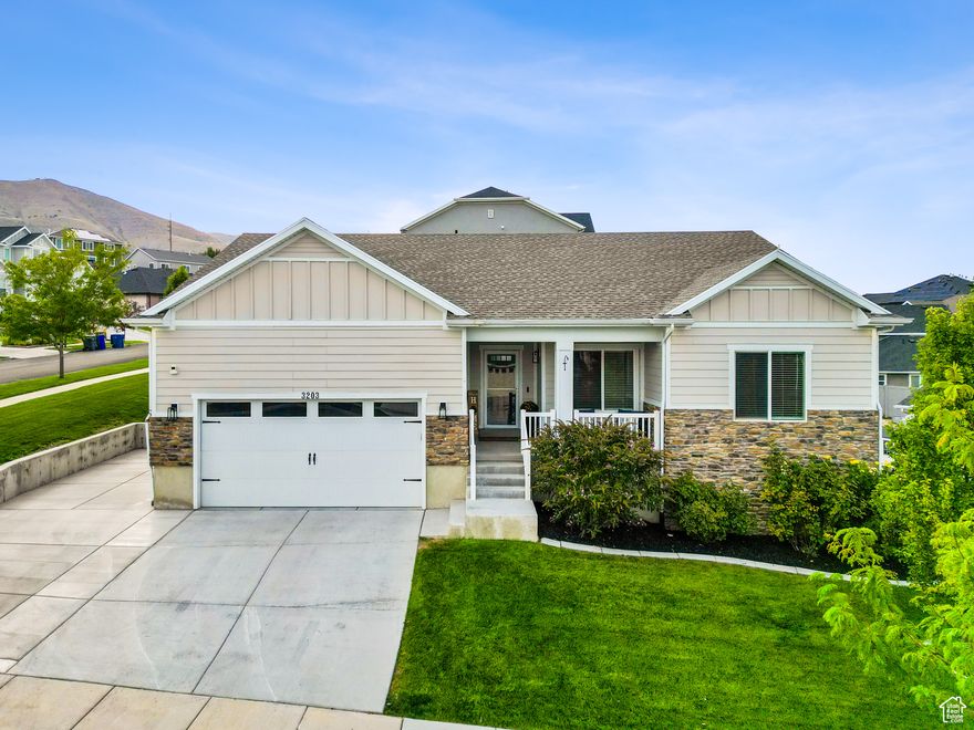 Wake up to views of the mountains and Utah Lake, with Talons Cove Golf Course just around the corner. This rambler has a layout that just works with a bonus of main floor living-spacious bedrooms, oversized closets, and a fully finished basement with its own kitchenette.  In the backyard, you'll find a gazebo and hot tub waiting for you to unwind and enjoy. The roof was replaced about a year and a half ago, and the brand-new RV pad gives you plenty of space for all of your toys.  A home that's comfortable, functional, and in a setting you'll never want to leave.   Square footage figures are provided as a courtesy estimate only and were obtained from county records.  Buyer is advised to obtain an independent measurement.