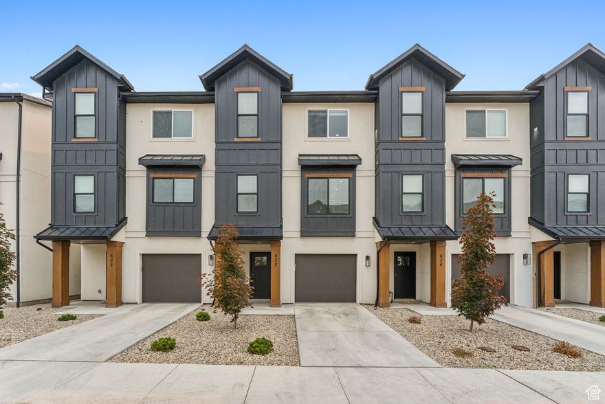 Welcome to CK Farms!! This stunning modern/contemporary newer subdivision will take your breath away! This home pops with quartz counters, shaker cabinetry, stainless steel appliances, LVP flooring, led recessed lighting, bold fixtures, and loaded with natural light. Featuring 3 bedrooms on top floor including a beautiful primary en suite with a seperate bath/shower, double vanity, and walk-in closet, an aditional bathroom and laundry room. The second level is all for living and entertaining offering an open concept with specific dining, a balcony, and large living area capped off with an urban vibed stair system. Loaded with natural light. The ground level offers a separate ensuite great for some seperation, a salon, or a guest suite. This community is located in the heart of American Fork and offers so much! Boating, kayaking, paddle boarding at Utah Lake, hiking in the canyons, close proximity to BYU, shopping, restaurants, movie theatres, skiing/boarding at Sundance Mountain Resort, fish or float the Provo River, and only 30 minutes to Downtown SLC/Salt Lake International airport. Seller is having the carpets and main level flooring replaced, paint touched up. Call Listing agent for more details