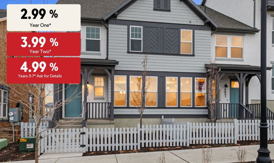 Preferred Lender Incentives*! Move In Now* The Chloe is a must see layout! Open great room is perfect for Entertaining or Daily Living. Secluded Primary Suite is separated from the additional guest bedrooms. Upstairs features a loft that can be used as an office space. Side by side Laundry Room. UPGRADES Included in pricing! Come take a look today! Interior photos are from a similar staged unit. No fridge or furniture included.  Daybreak amenities include, Pools, Gym, Parks, Downtown Daybreak, Bees Stadium, Trax, Restaurants & More! Buyer and buyers agent to verify all information. RE taxes not yet assessed.