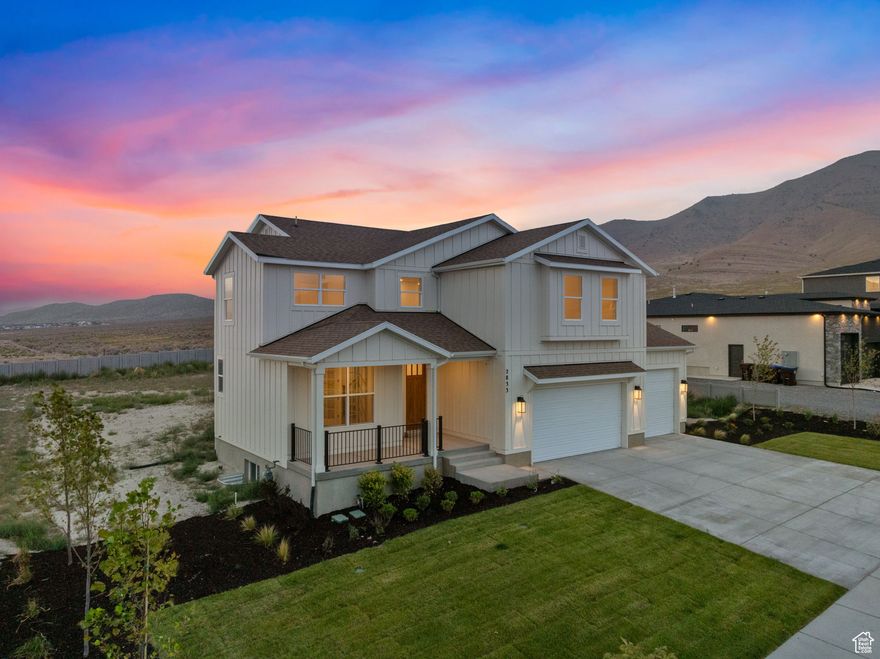 AMAZING $10,000 INCENTIVE TOWARDS CLOSING COSTS, RATE BUYDOWN, OR PRICE REDUCTION REGARDLESS OF LENDER! Must-see Scarlet Ridge community in Eagle Mountain! Move-in ready! This beautiful home built by Flagship Homes on a half-acre lot has views over the entire valley! It features 5 bedrooms, 2.5 bathrooms, quartz slab countertops, Butler's pantry with 2nd sink and dishwasher, painted cabinets, laminate flooring on the main level, beautiful windows, landscaped front yard, 3 car garage, and backyard (can be landscaped for an additional charge). The primary bedroom has a vaulted ceiling, large walk-in closet, and dual sinks with a double shower and separate tub. With an unfinished basement, this home provides space for storage and room to grow. (If preferred, basement can be finished for an additional charge.) Internet Service included in the HOA dues: 1 GB fiber optic. Great new floor plan! Half acre lot. Call for more information or stop by our model home at 1546 E. Starling Lane, Eagle Mountain for a tour. Model home hours: Monday-Saturday 11 AM - 6 PM. Buyers to verify all information. Square footage is from house plans.