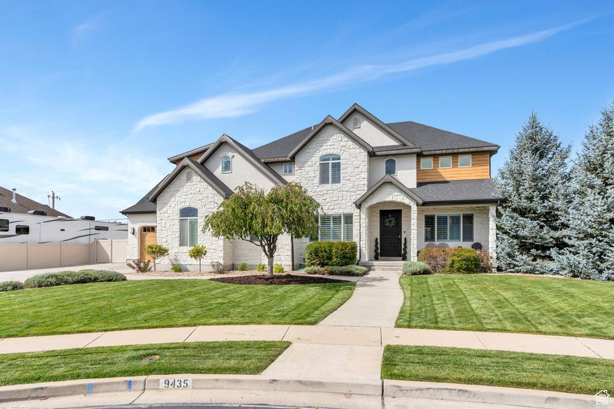 Stunning luxury home tucked away on a quiet cul-de-sac in the highly coveted city of Highland. The kitchen boasts sleek white cabinetry, quartz countertops, abundant storage, and an oversized breakfast bar perfect for casual dining or entertaining. The open-concept floor plan flows seamlessly into the light-filled great room featuring soaring two-story ceilings, expansive windows, and a cozy fireplace. Additional main-level highlights include a formal living room and a spacious private office. The primary suite offers vaulted ceilings, abundant natural light, and a spa-like ensuite with dual sinks, a separate tub and shower, and a generous walk-in closet. The fully finished basement adds two bedrooms, a full bathroom, a large family room, and cold storage. Upgrades include two new 50-gallon water heaters, a water softener, and regularly serviced furnace and AC units. The oversized three-car finished garage features epoxy flooring and built-in storage. Outside, the remodeled backyard creates an ideal space for both entertaining and relaxation. Perfectly situated near American Fork and Lehi shopping centers, Costco, Outlets at Traverse Mountain, and Silicon Slopes, with quick access to Alpine, Cedar Hills, and American Fork Canyon-this home combines luxury living with an unbeatable North Utah County location. Contact listing agent for seller's financing terms. Measurements provided as a courtesy only, buyer to verify all info.