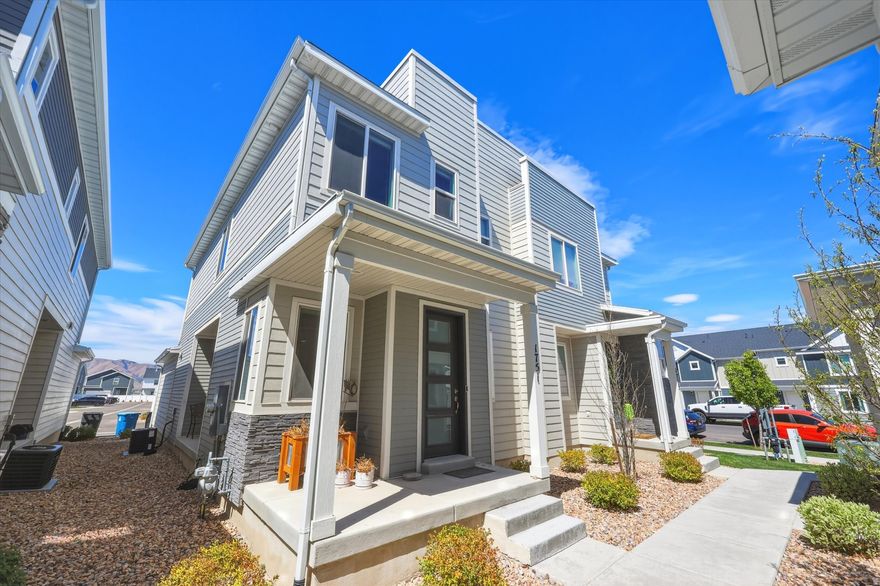 This stunning twinhome truly shows like a 10 and sits perfectly on the North end of Payson right along the Salem/Payson border- giving you the best of peaceful, country style living with everyday convenience just minutes away. Surrounded by breathtaking mountain views, this 3-bedroom, 2.5-bath home offers that rare balance of open skies, fresh air, and modern comfort. Inside, you'll love the bright, open-concept layout featuring 9-foot ceilings on both levels, abundant natural light, low-profile carpet, and durable LVP flooring throughout. The upgraded kitchen is designed for both function and style, showcasing 42" cabinetry, granite countertops, and easy access to a private patio just off the dining area-perfect for relaxing or entertaining. The spacious family room, recessed lighting, and thoughtful upgrades like window shades and a water softener make this home truly move-in ready. Upstairs, the primary suite offers a peaceful retreat with a large walk-in closet and well-appointed bathroom, while additional bedrooms provide flexible space for family, guests, or a home office. Enjoy a quiet neighborhood setting with nearby parks and pickleball courts, all while being just minutes from I-15, shopping, dining, and located within the highly sought-after Salem.