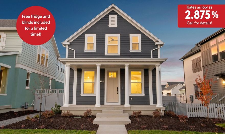 FREE BLINDS AND FRIDGE!!-- PLUS **Rates as low as 2.875% with our preferred lender!! (call for details)** Welcome to the Fairview - where comfort, style, and community come together. Ideally located just around the corner from The Watercourse and a community park. Enjoy enhanced privacy and an open feel thanks to the community green space directly in front of the home, creating a scenic, park-like setting right outside your door. A spacious east facing front porch invites you to relax and take in the peaceful mornings or stunning evening skies, while a side patio offers a more secluded outdoor area- perfect for letting out the dog and grilling in the summer. Inside, the kitchen features and expansive island and large pantry adding charm and functionality. The vaulted ceiling in the primary suite adds a touch of grandeur, including amazing views of the Wasatch front, and a gas range makes the kitchen a delight for home chefs. You'll also find premium touches throughout: upgraded flooring and finishes, a 220 outlet in the garage for an electric vehicle or tools, and convenient roll-out trash drawers in the kitchen. Plus, with a 2-year builder warranty and a 10-year structural warranty, you'll enjoy lasting quality and peace of mind for years to come! Schedule a showing today and don't miss the opportunity to own this beautiful home in Daybreak! ***Model Home Sales office located at: 6656 W Key Largo Way. Buyer and buyer's agent to verify all information. School Info