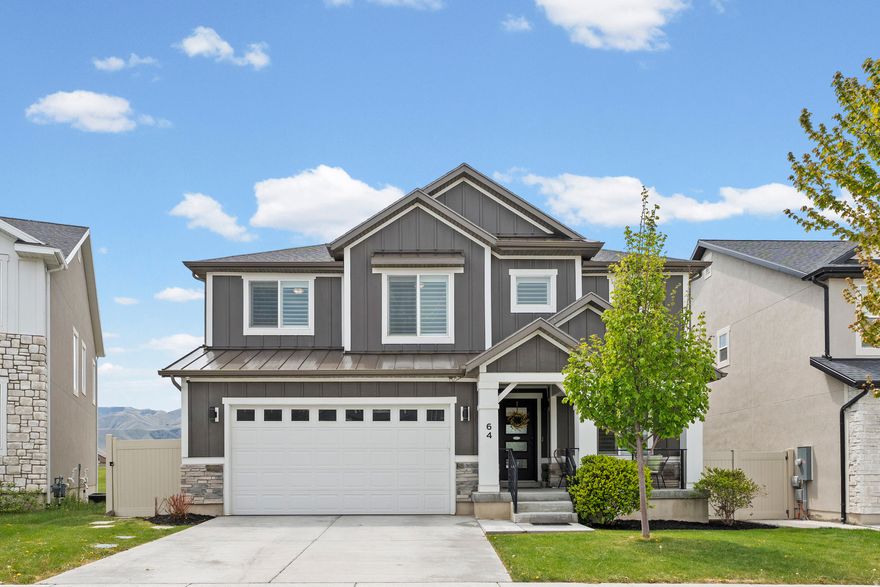 Beautiful two-story home tucked away in a cul-de-sac. Featuring a fully finished walk-out basement. Ready for a second kitchnen. Inside, you'll love the open layout, high ceilings, oversized kitchen island, and tons of cabinet space. The home also includes motorized blinds you can control with a remote, water softener, built in fireplace, smart appliances, storage shelves, and smart permanent,exterior LED lighting. Open layout. Whether you're dining, doing the dishes, unwinding on the couch, or relaxing out on the deck, you'll be surrounded by stunning views at all times. This home has been very well taken care of and it shows. From the great curb appeal to the epoxy-coated garage. Seller will pay off solar panels at closing.   Minutes away from shopping, dining, Costco, Walmart, and local restaurants. You'll also have easy access to schools, parks, beautiful and plenty of walking trails, and main roads for commuting. It's a great opportunity to own a home with space, views, and thoughtful upgrades in a fantastic location.  Square footage figures are provided as a courtesy estimate only and were obtained from county records. Buyer is advised to obtain an independent measurement.
